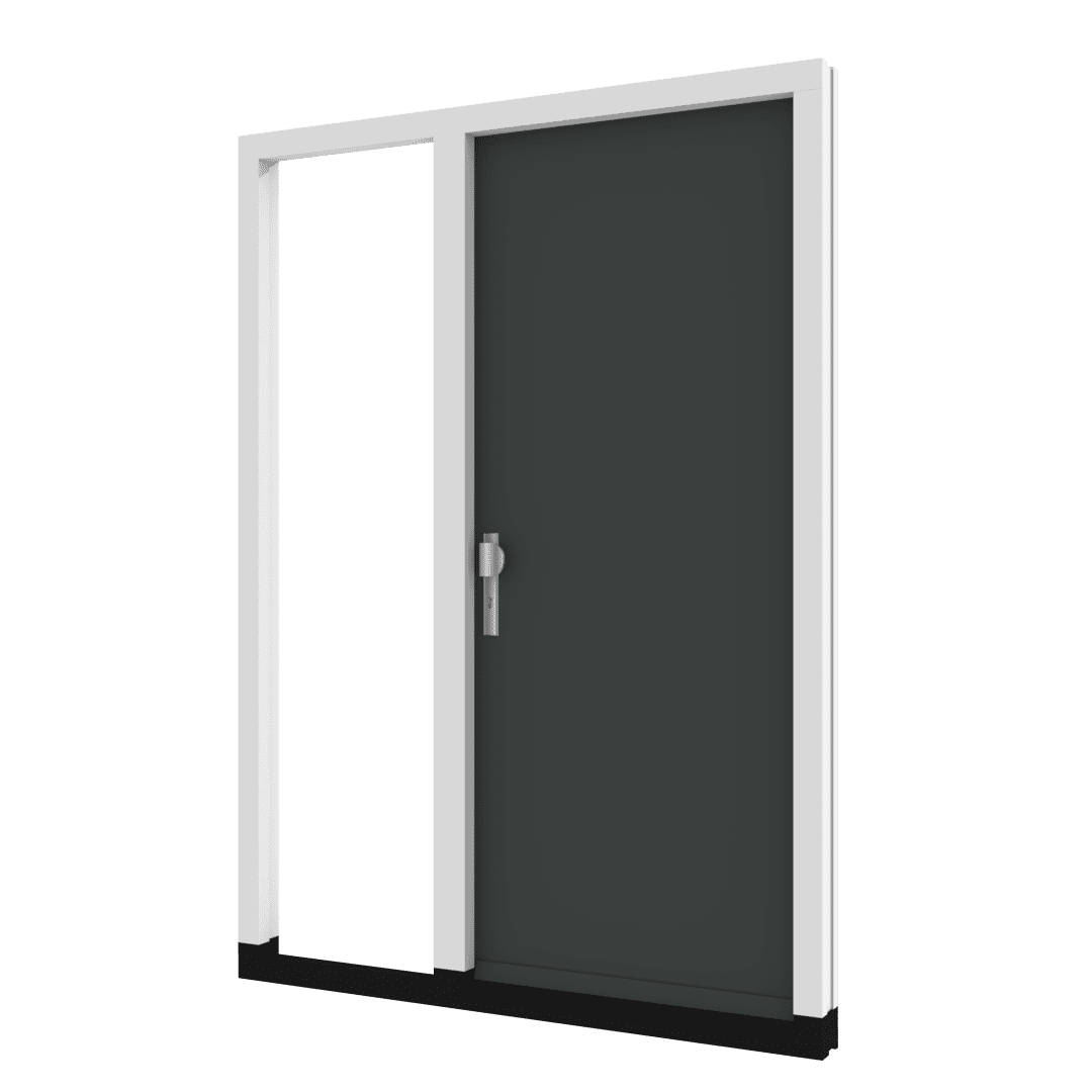 Houten voordeur TH01 uitgevoerd in vlak paneel en een zijlicht links