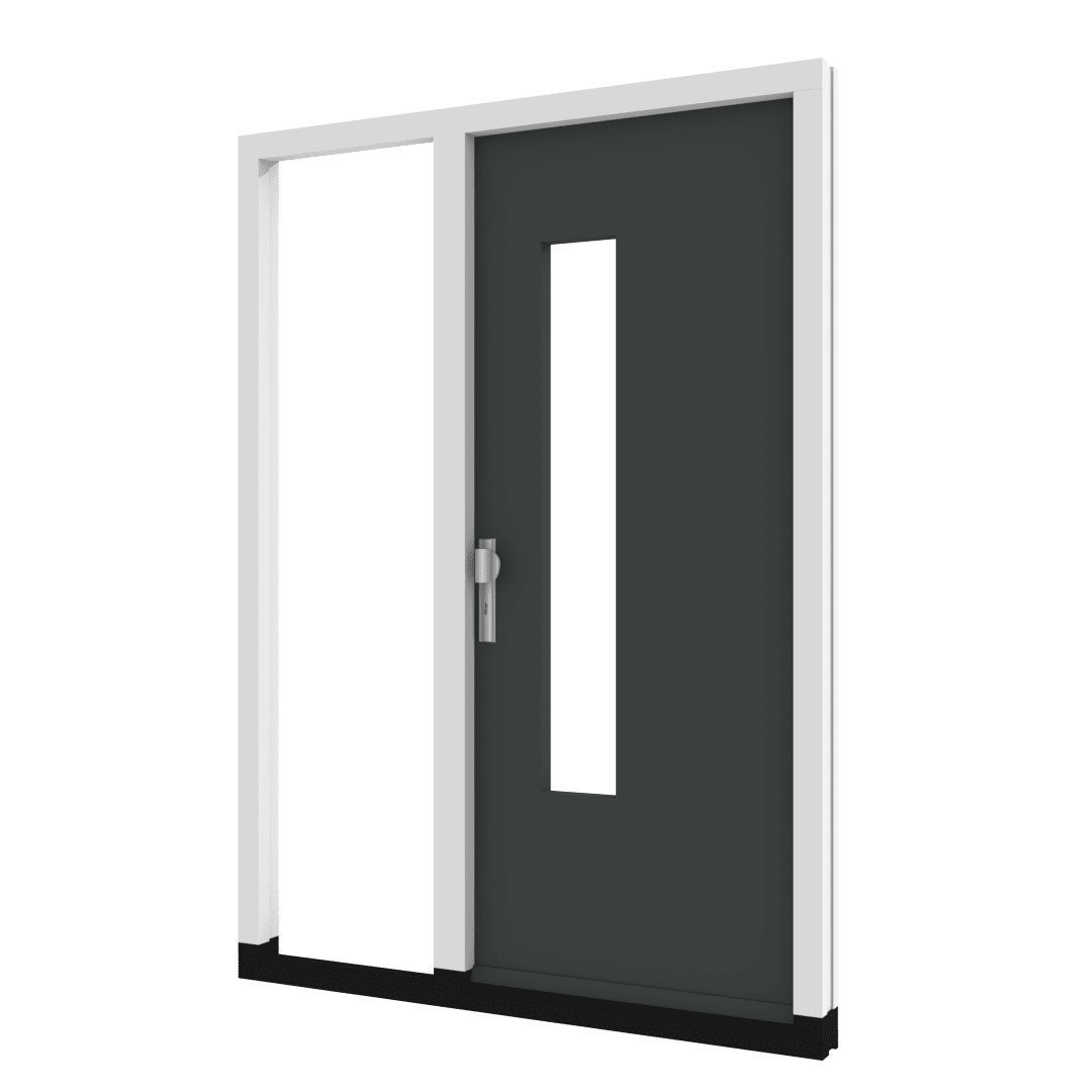 TH03 houten voordeur met een glasvlag aan de linkerzijde