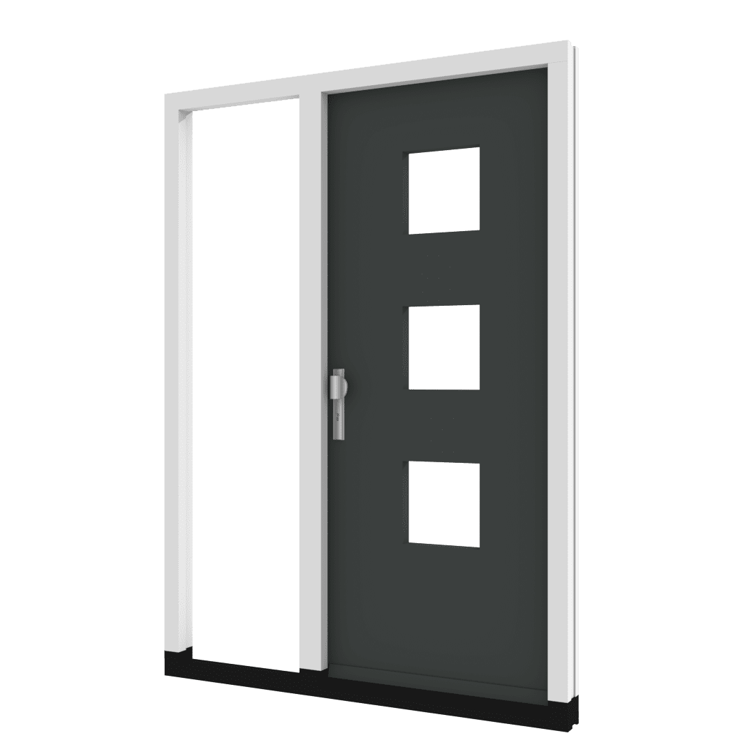 Houten voordeur met drie vlakken glas met zijlicht linkerzijde