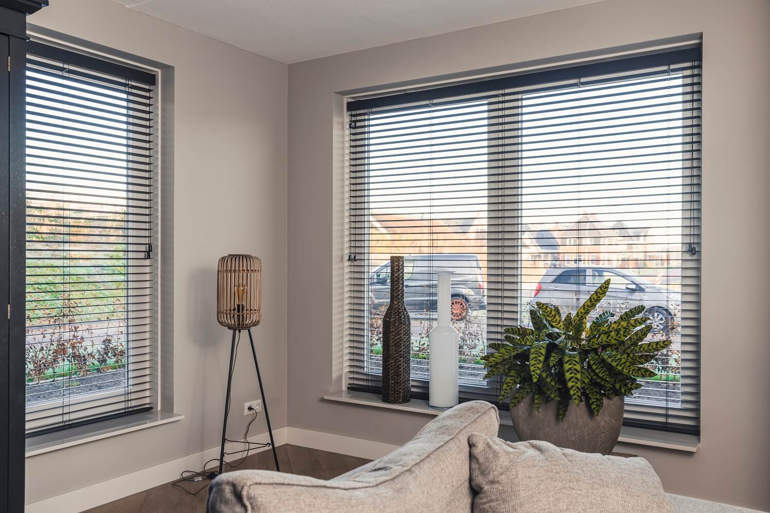 Vast glas | 2 vakken horizontaal | hout