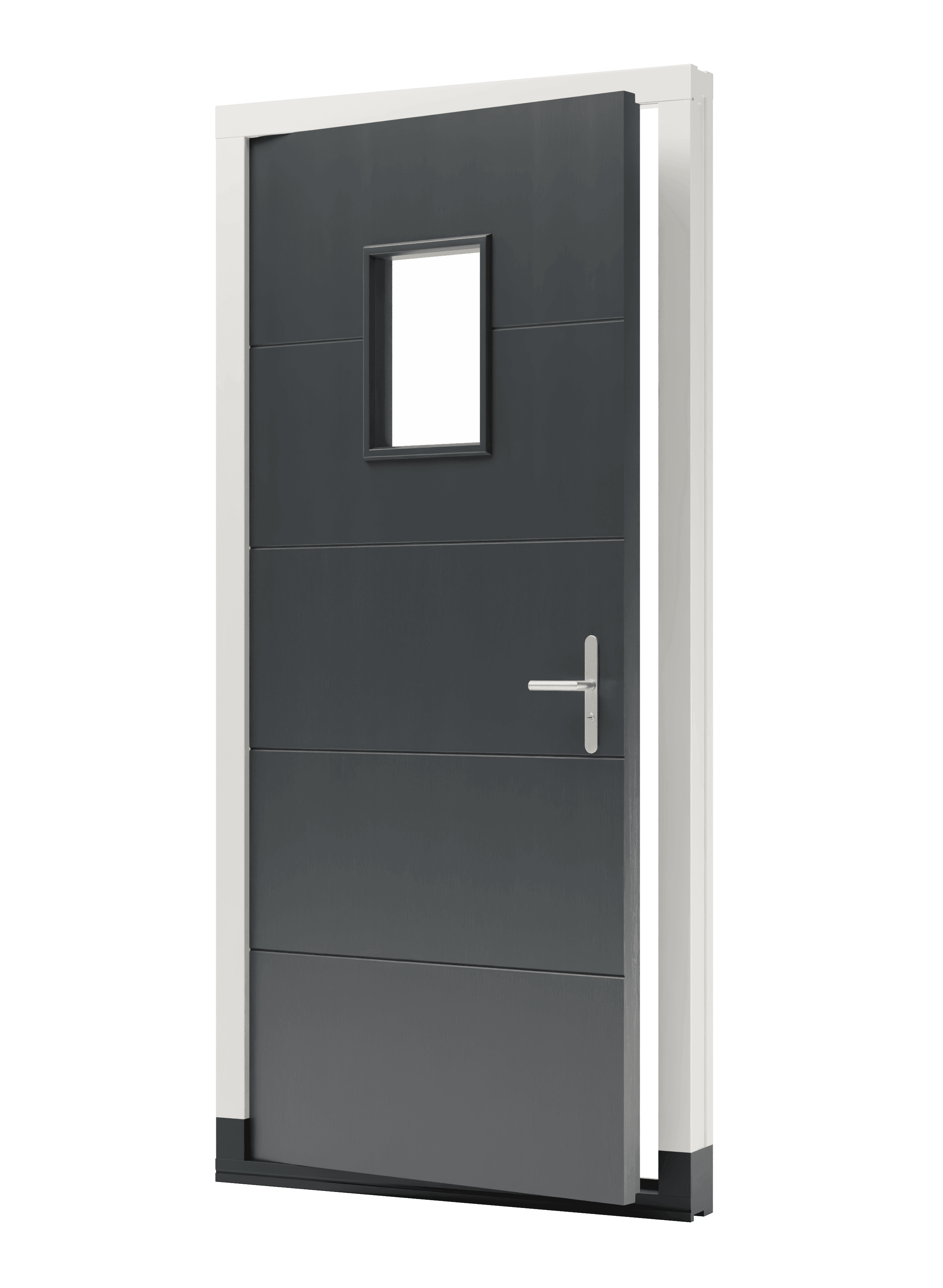 Enkele-houten-buitendeur-met-klein-glasvlak-en-4-horizontale-groeven