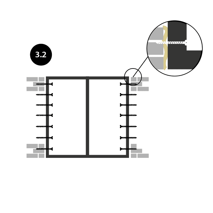 montagetips houten schuifpui stap 3.2 verankeren kozijn